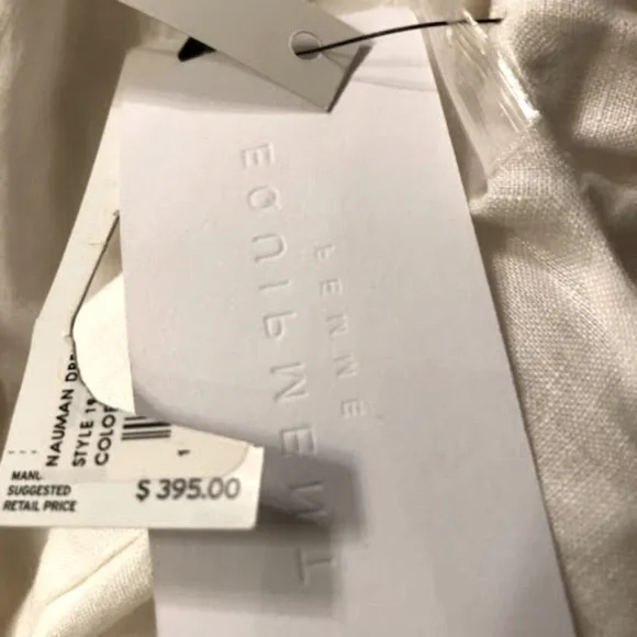 NWT EQUIPMENT Nauman White Linen Wrap Short Sleeve Midi Dress SZ 8